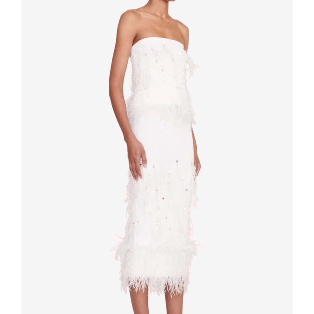 Stays Embellished Shells and Feathers Top-Skirt Set